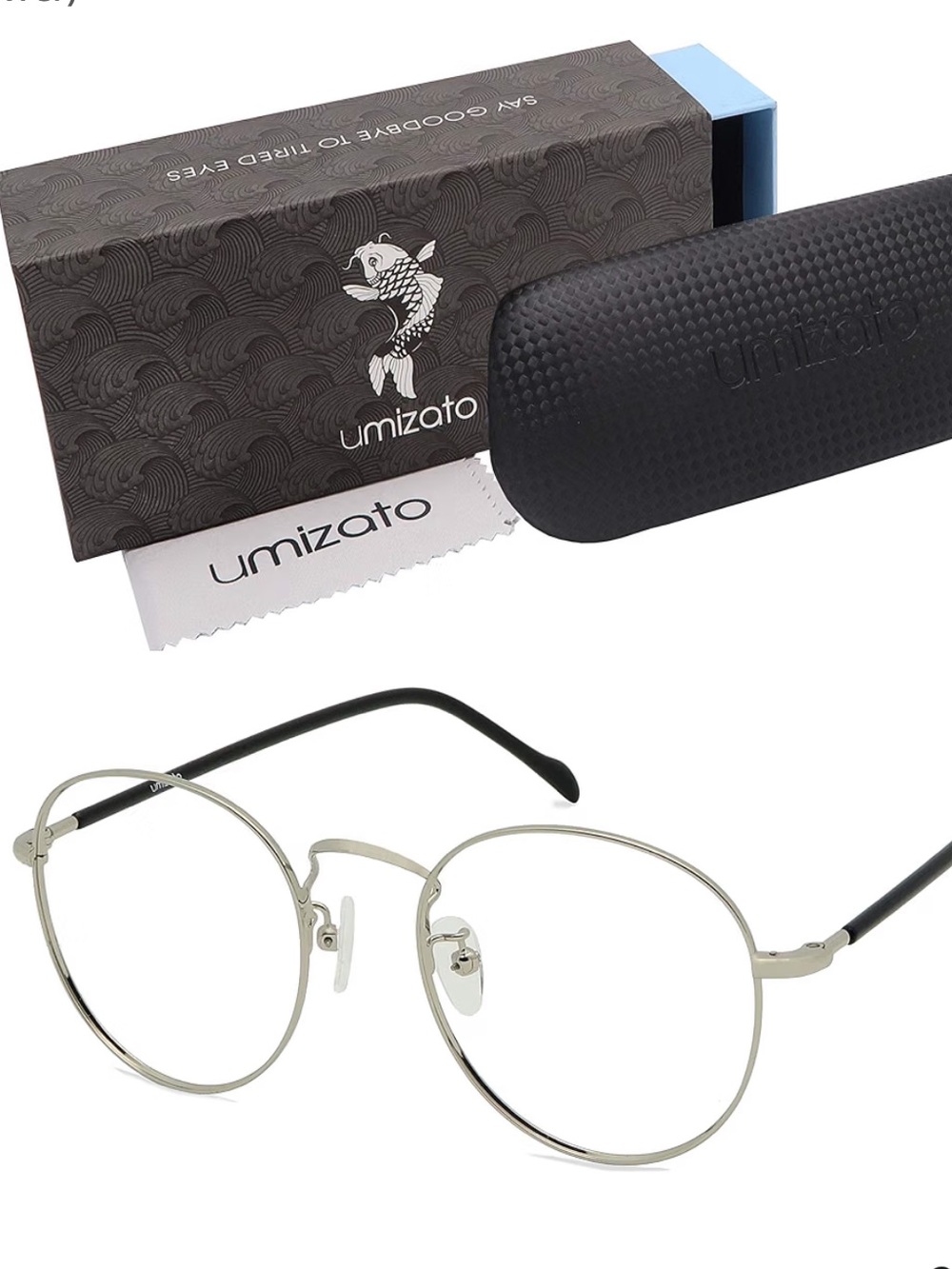 Umizato Blue Light blocking computer or gamingMen’s Round Metal Glasses - Silver